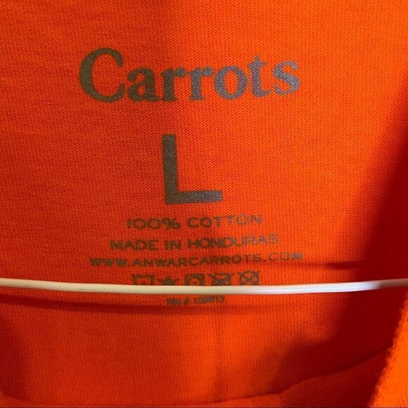 Carrots Bright Orange Short Sleeve 100% Cotton T-Shirt in Size Large with Logo - Picture 2 of 5